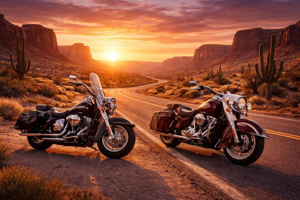 découvrez les routes mythiques des états-unis à bord des légendaires harley-davidson et indian motorcycle pour une aventure inoubliable sur les routes de légende.